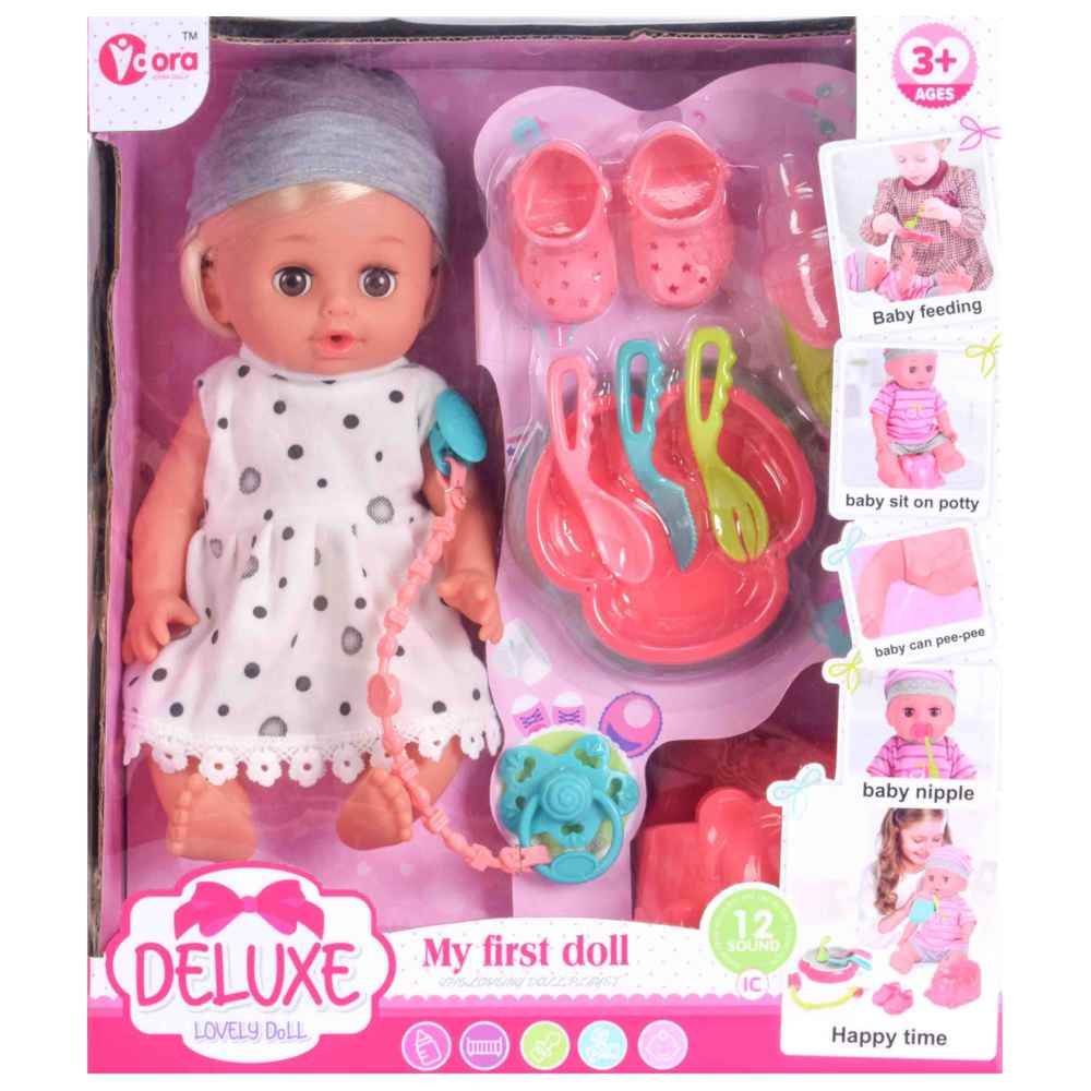 Vdora Dolls - Feeding Baby Doll Playset w/ Accessories - 9 Pcs