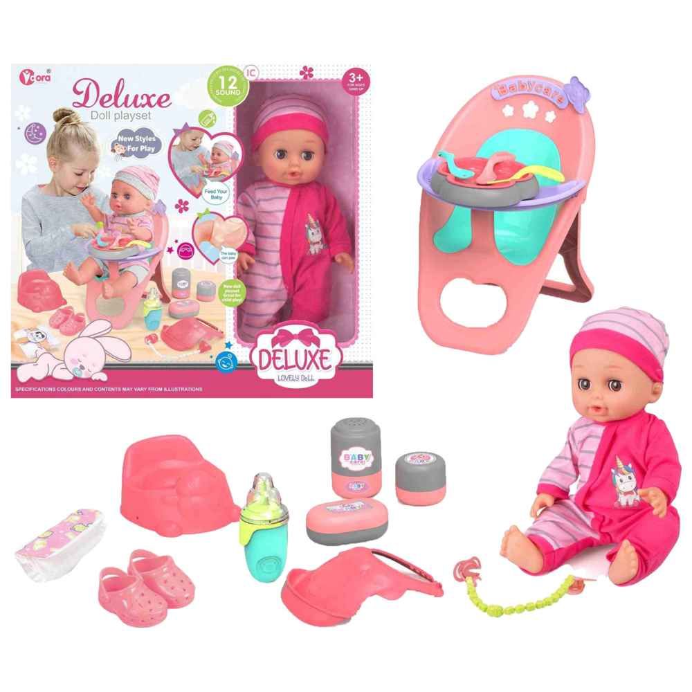 Vdora Dolls - Feeding Baby Doll Playset w/ Accessories - 14 Pcs