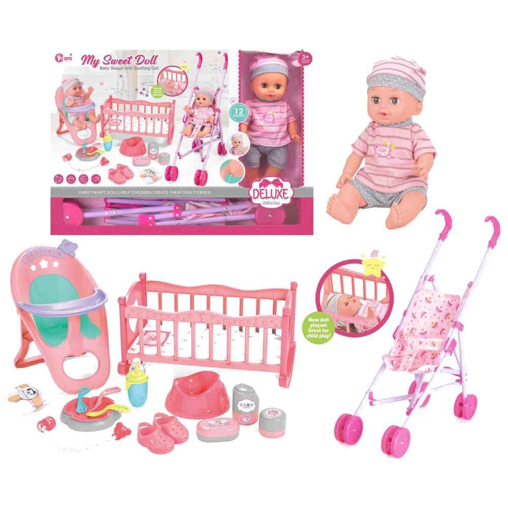 Vdora Dolls - 3-In-1 Baby Doll Playset w/ Accessories - 13 Pcs