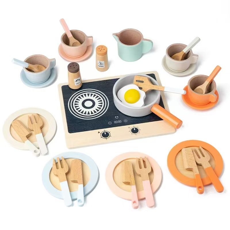 Factory Price - Ruby Wooden Kitchen Pretend Play Set - 31 Pcs