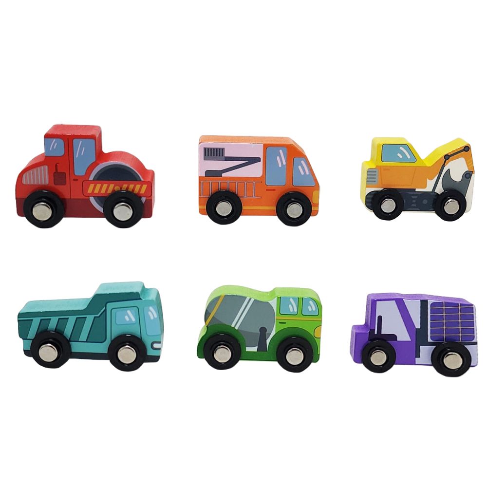Factory Price - Wooden Mini Car Set - B - 6 Pcs