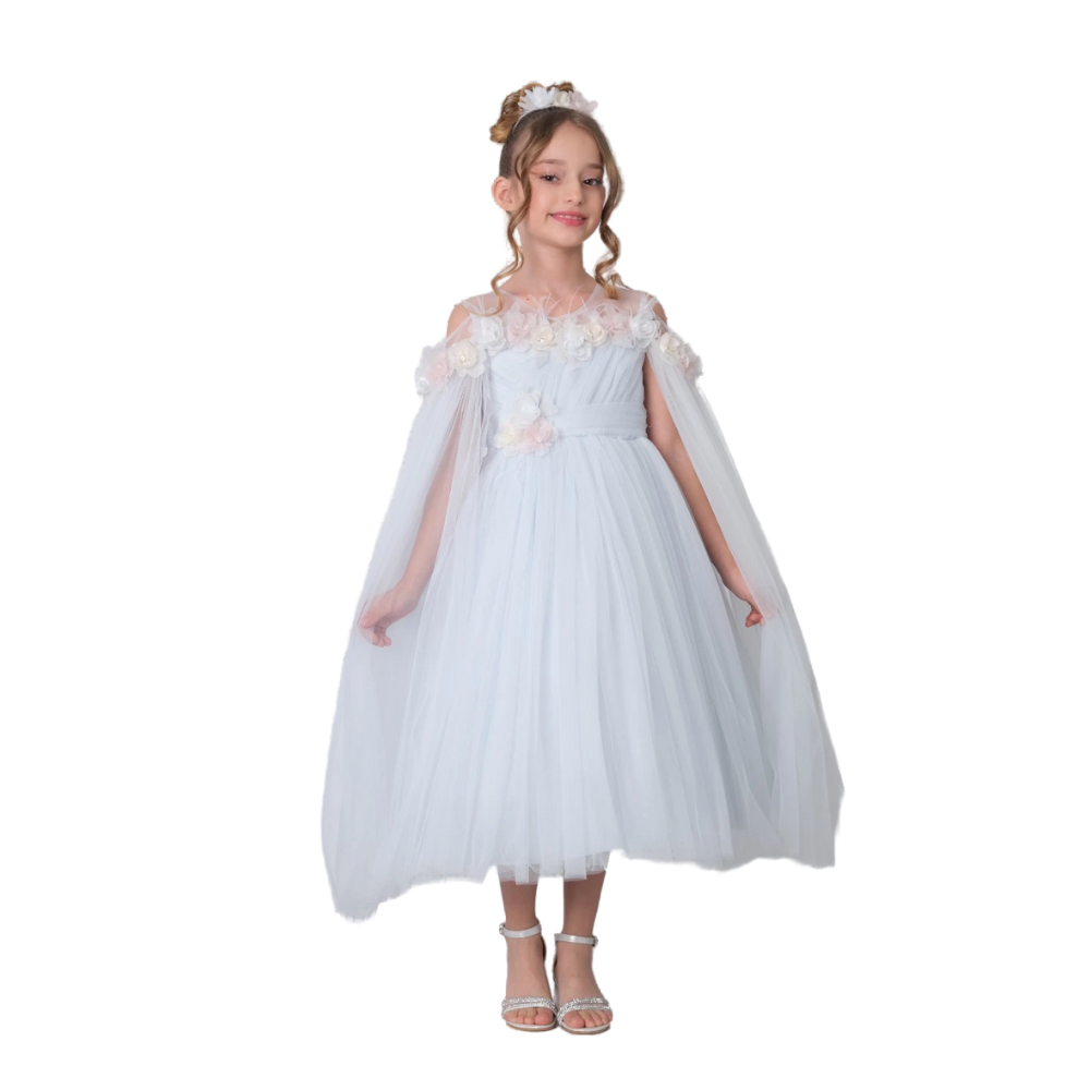 Via Bambino - 3158 Girl's Flower Dress - Blue