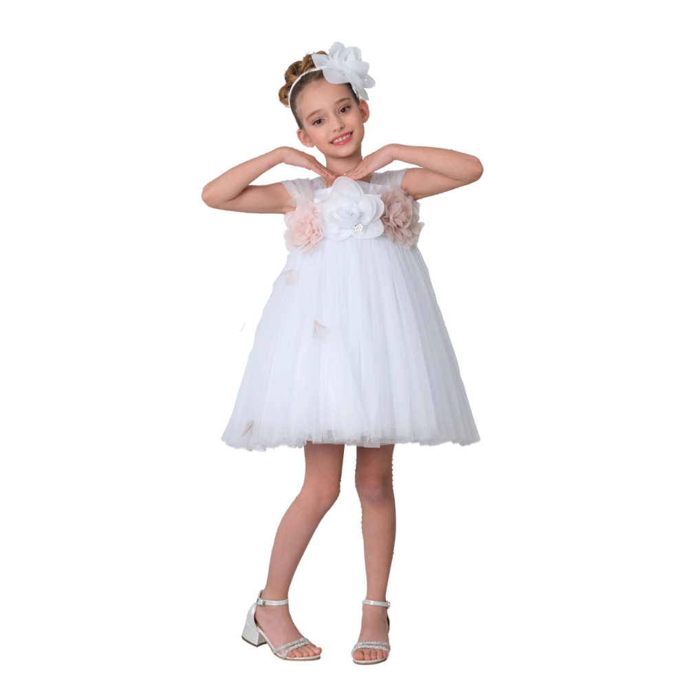 Via Bambino - 3174 Girl's Flower Dress - Baby Blue