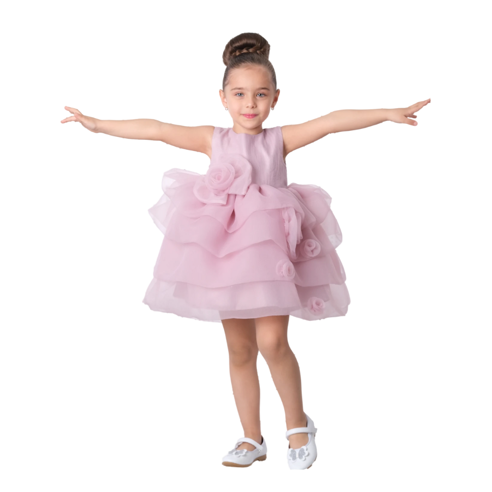Via Bambino - Girl's Floral Detail Dress - Lilac