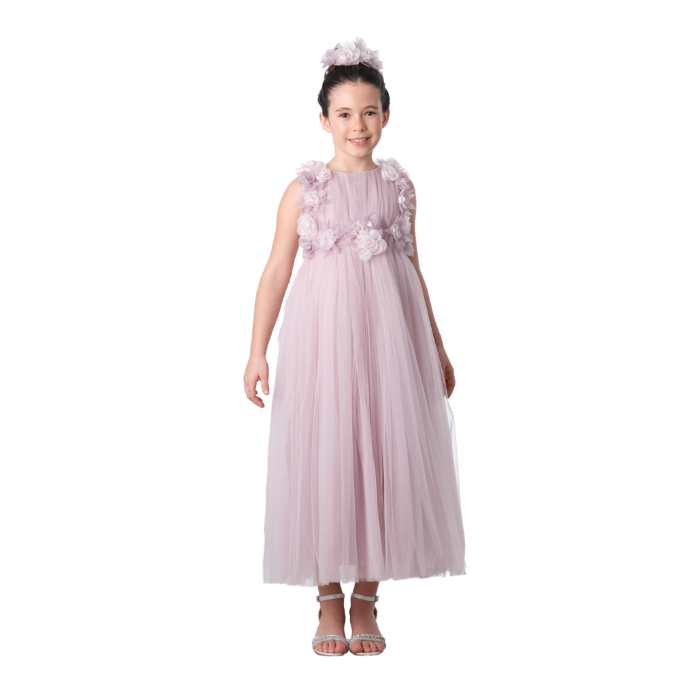 Via Bambino - Girl's Sleeveless Flower Dress - Lilac