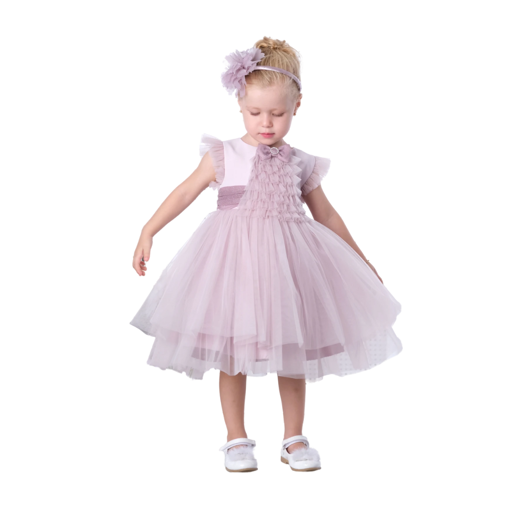 Via Bambino - Girl's Cap Sleeves Flower Dress - Lilac