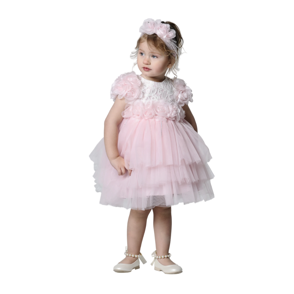 Via Bambino - Floral Detail Baby Dress - Pink