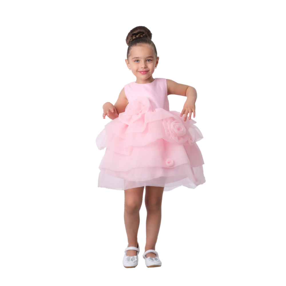 Via Bambino - 3080 Baby Girl's Flower Dress - Pink