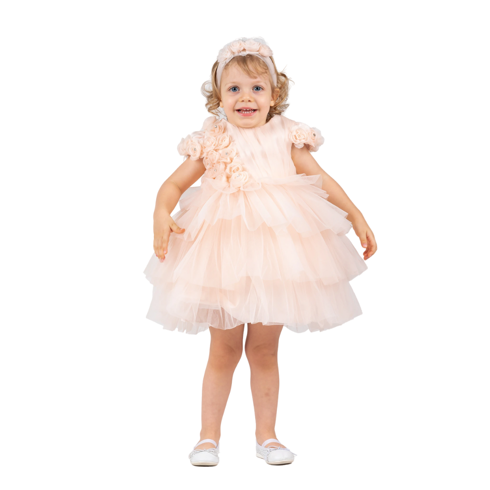 Via Bambino - Floral Detail Baby Dress - Pink