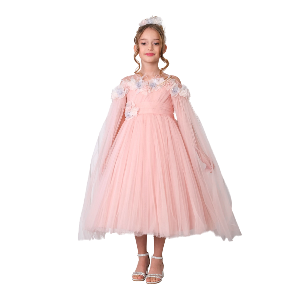 Via Bambino - 3158 Girl's Flower Dress - Pink