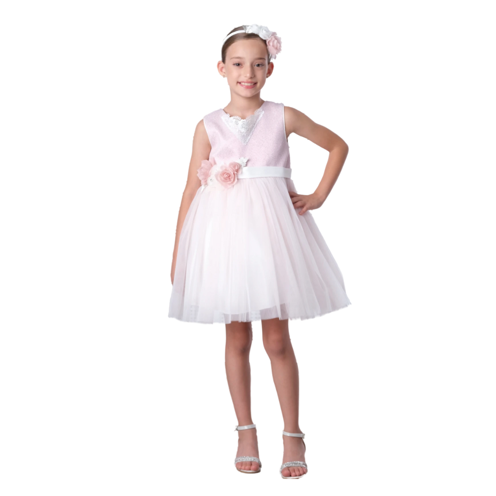 Via Bambino - Classic Design Girls Dress - Pink