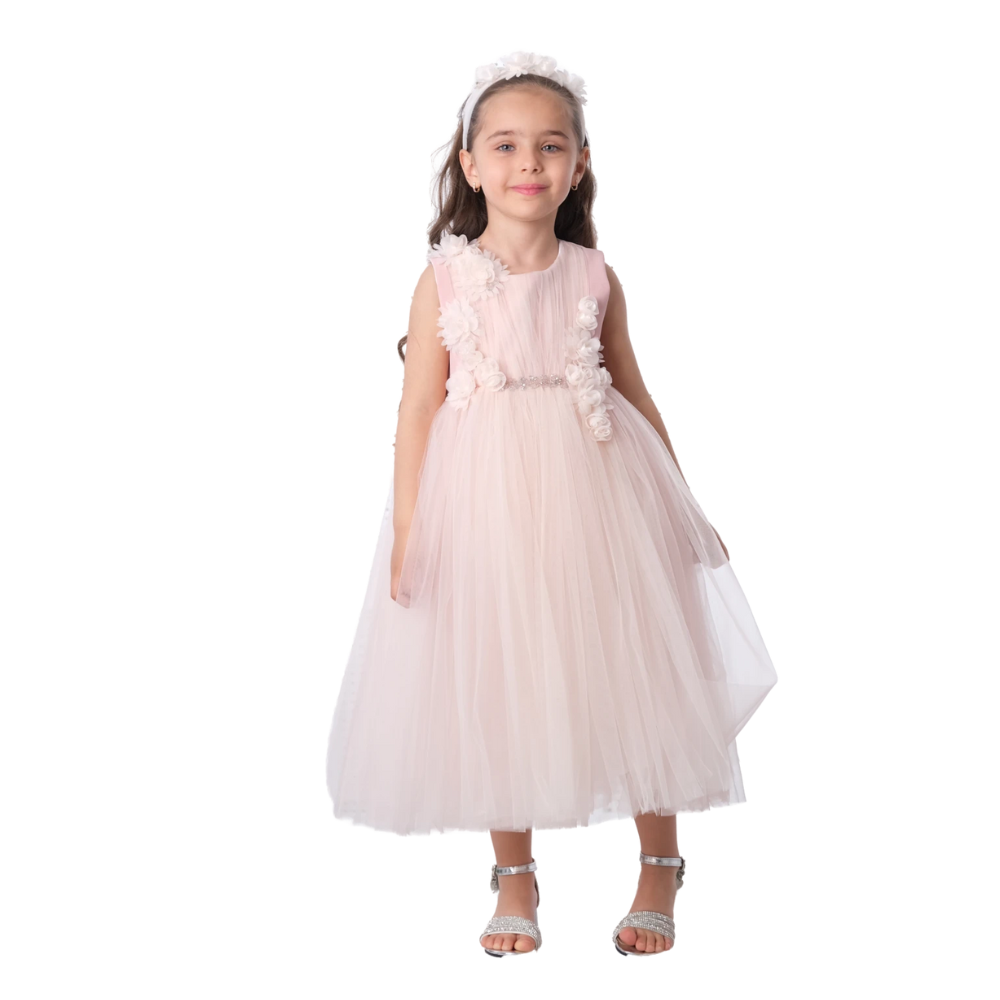 Via Bambino - 3128 Baby Flower Dress - Salmon