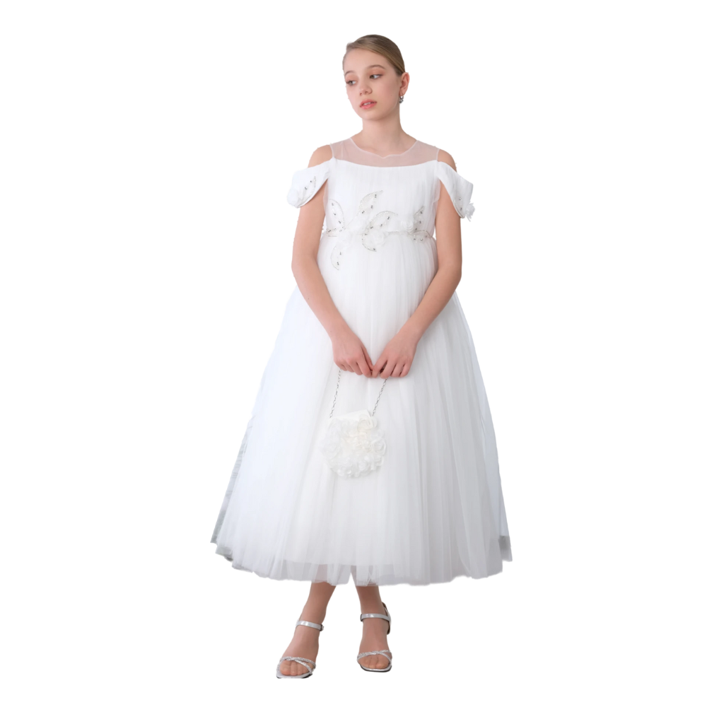 Via Bambino - 3143 Teen Girl's Flower Dress - White