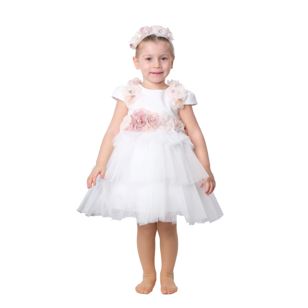 Via Bambino - Floral Detail Baby Dress - White