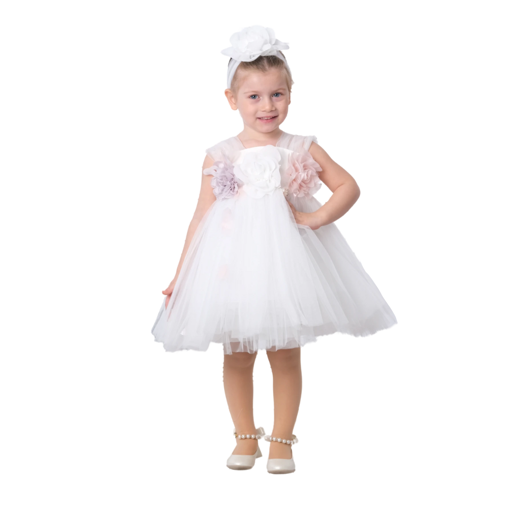 Via Bambino - Baby Sleeveless Floral Dress - White
