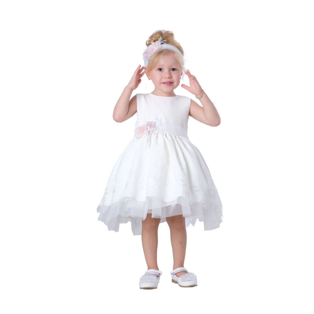 Via Bambino - Floral Embroidered Baby Dress - White