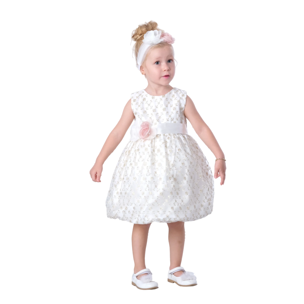 Via Bambino - Baby Sleeveless Floral Dress - White