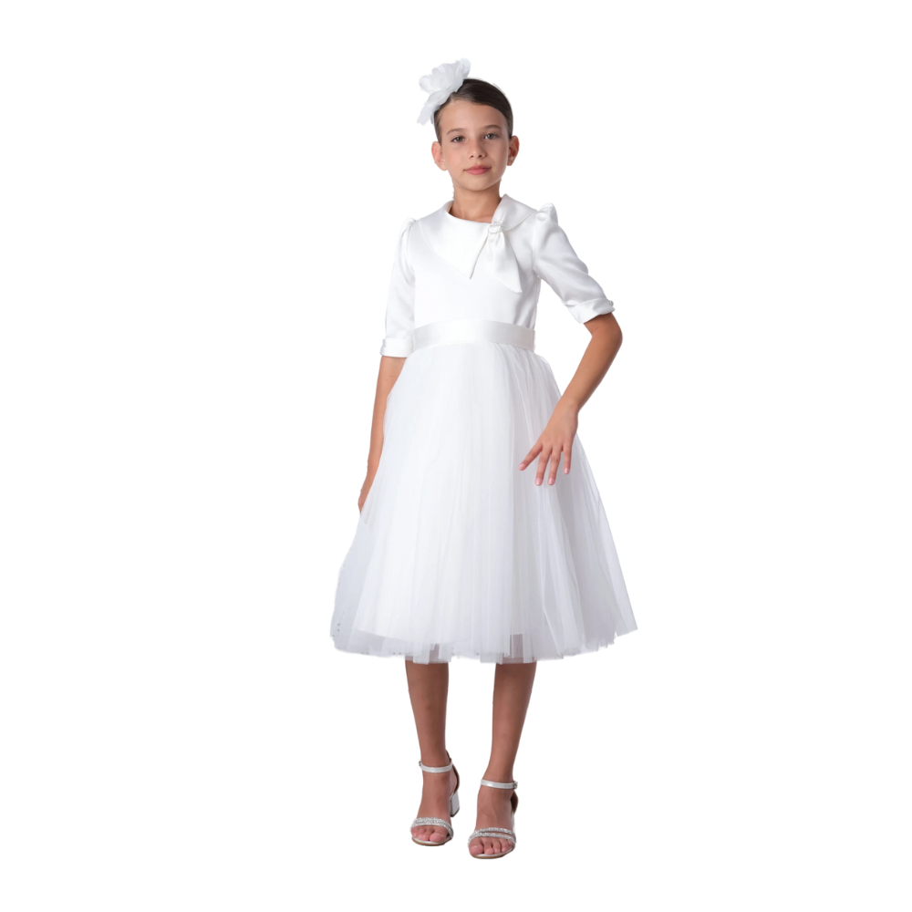 Via Bambino - Girl's Short Sleeves Dress - White