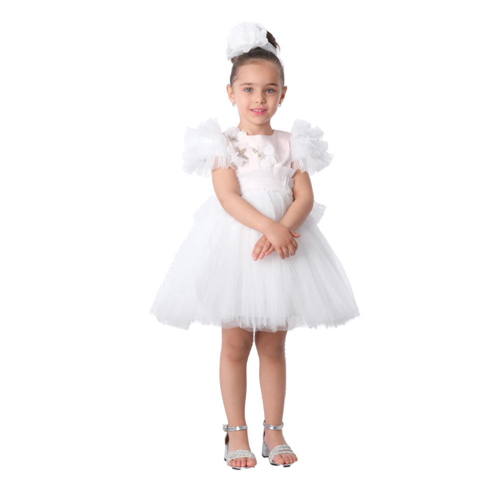 Via Bambino - Girl's Chiffon Dress - White