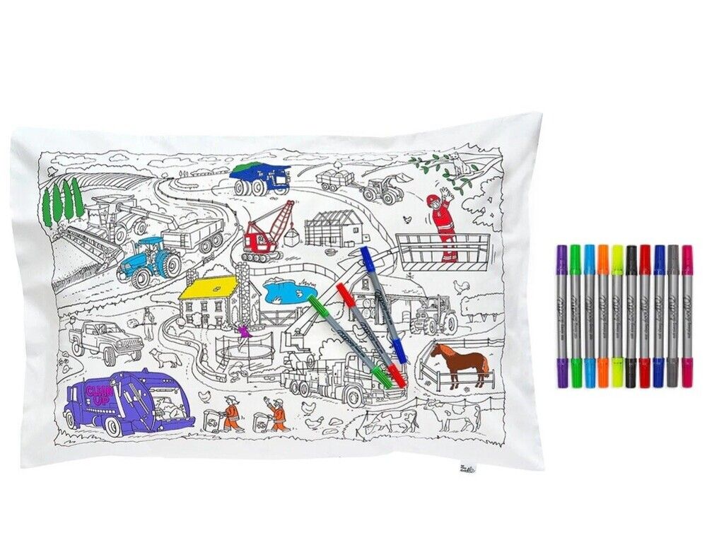 Eat Sleep Doodle - Working Wheels Pillowcase Set