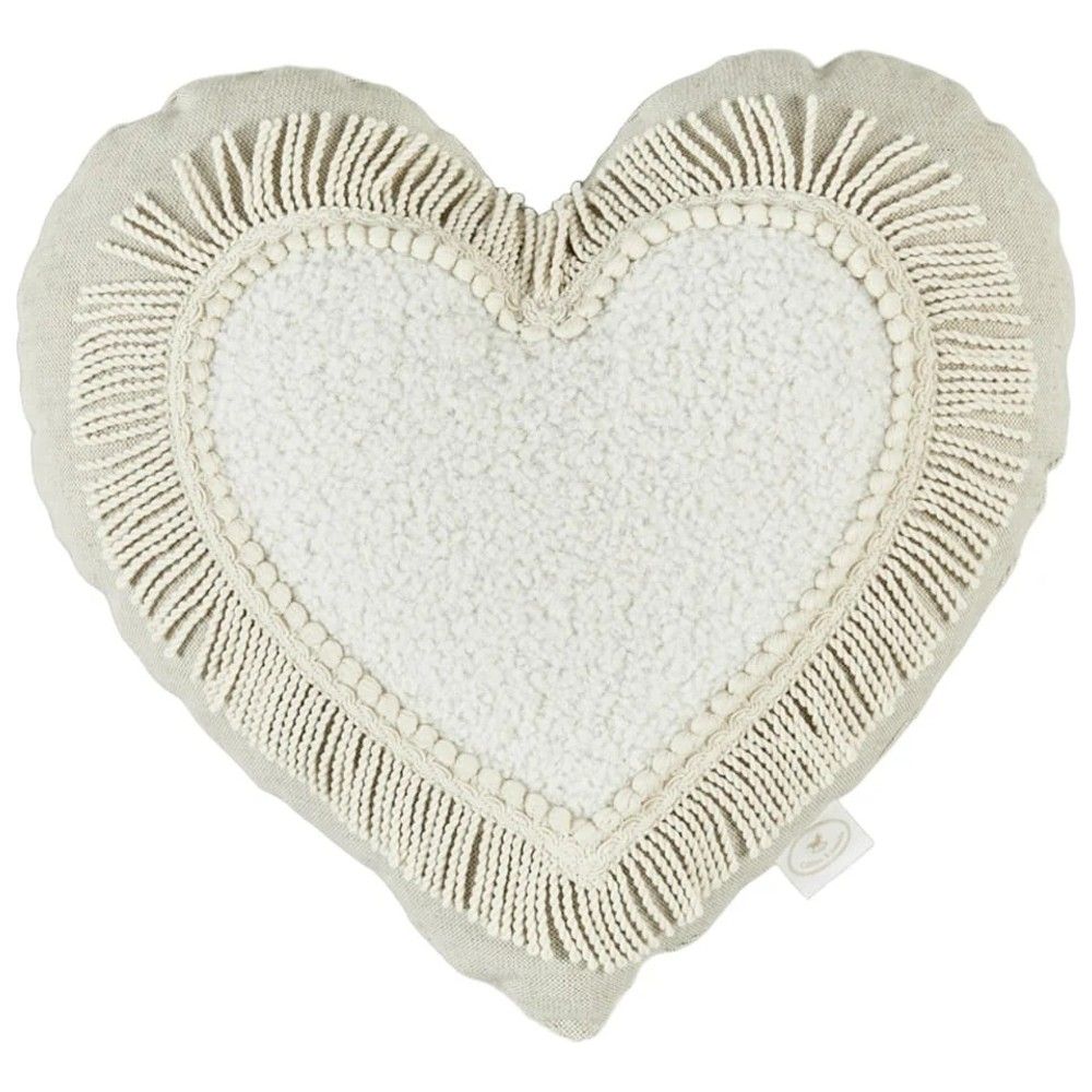 Le Petit Marche - Boho Twist Heart Pillow - Linen Natural