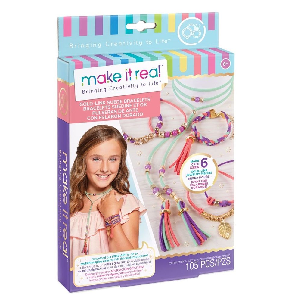 Make it Real - Gold Link Suede Bracelets 105pcs