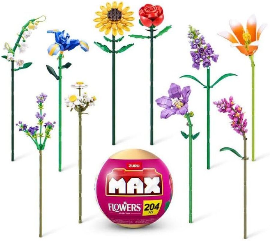 Zuru - Max Premium Garden Long Flowers Building Bricks - Up To 243 Pcs - Style May Vary