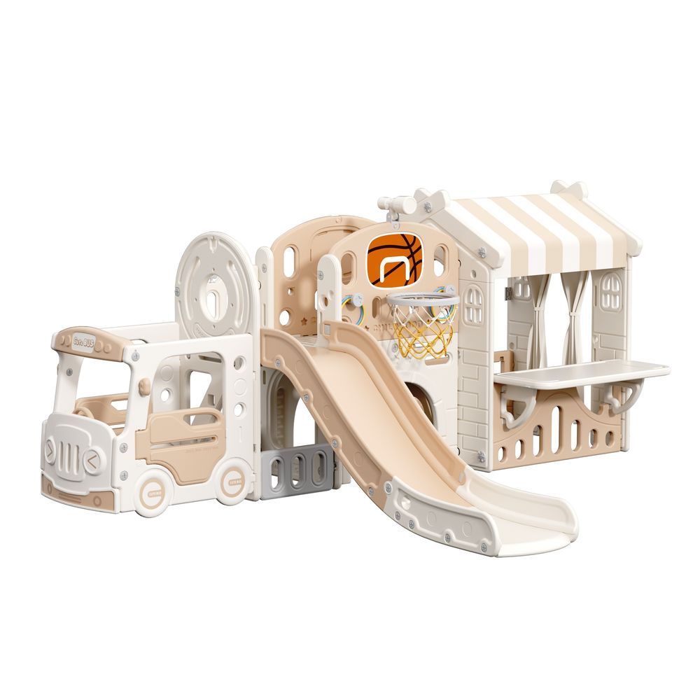 Little Angel - Kids Playhouse With Slide - Coffee