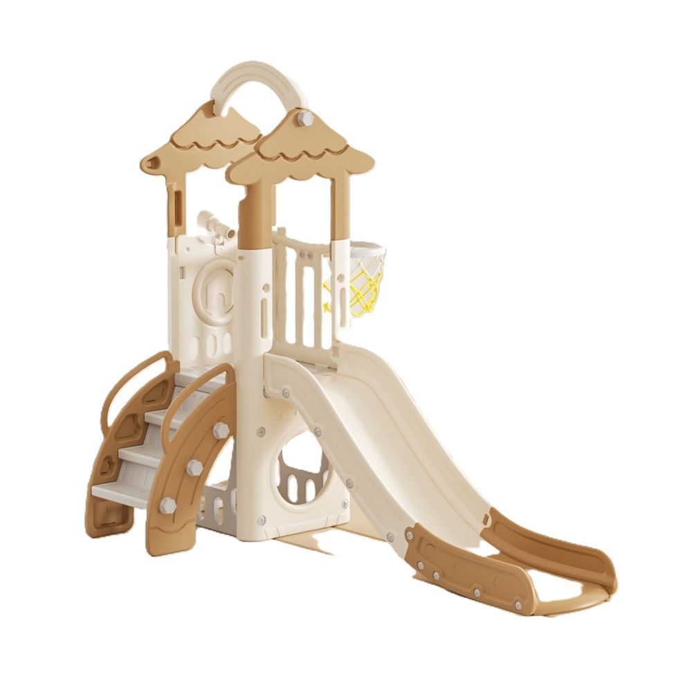 Little Angel - Kids Slide, Climber & Basketball Hoop - Coffee