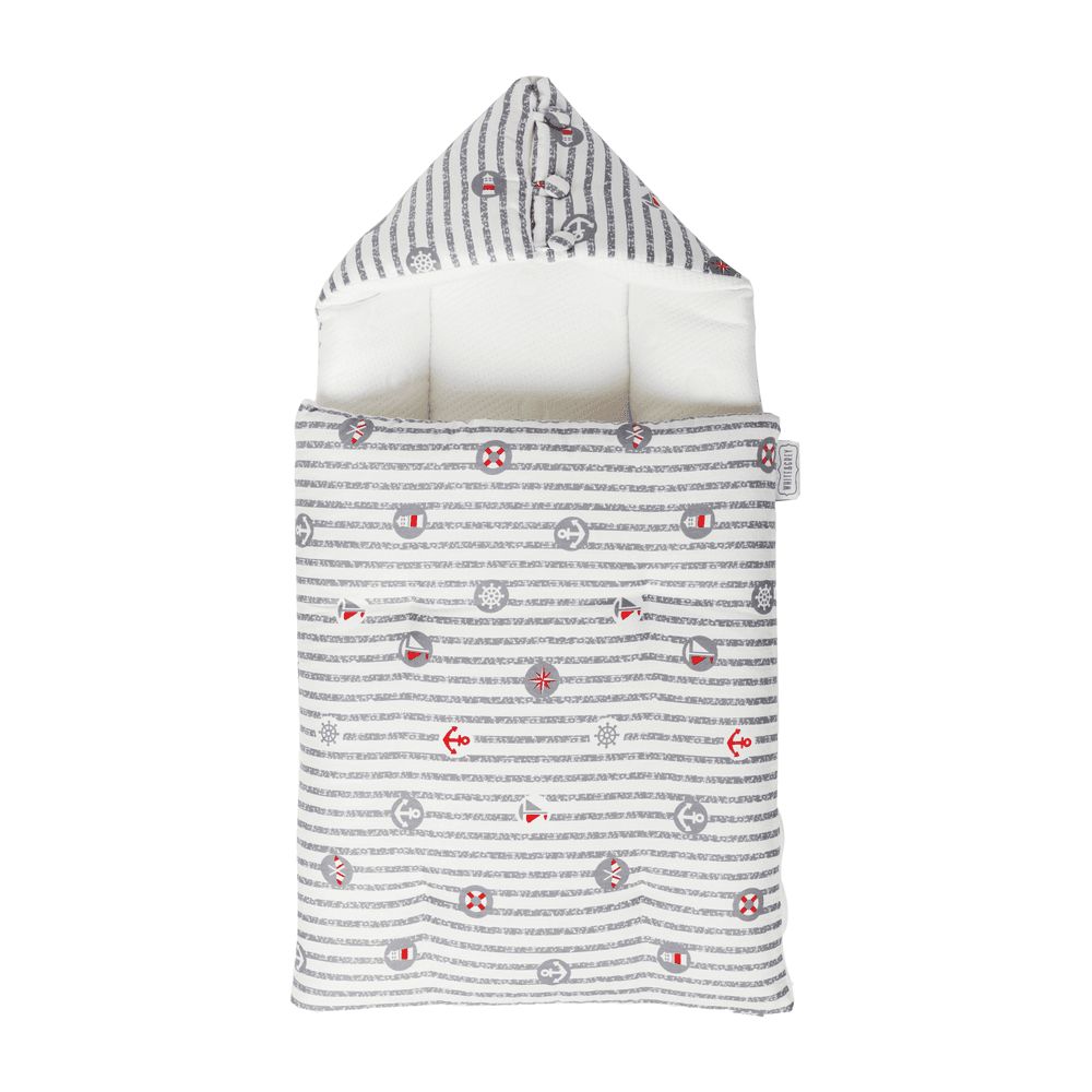 White&Grey - Anchor Pattern Baby Sleeping Bag - Grey