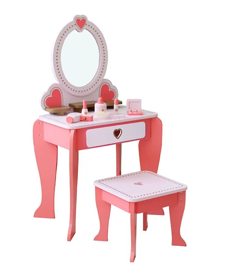 Little Angel - Kids Wooden Vanity Dressing Table Princess Playset Pink