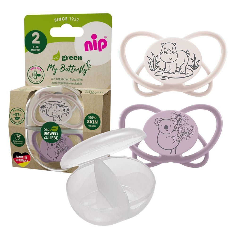 Nip - Butterfly Soother With Sterilizer Box - 5-18M - 2pcs - Purple