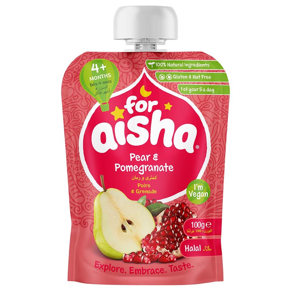 For Aisha - Baby Food Pouch - Pear & Pomegranate - 100g