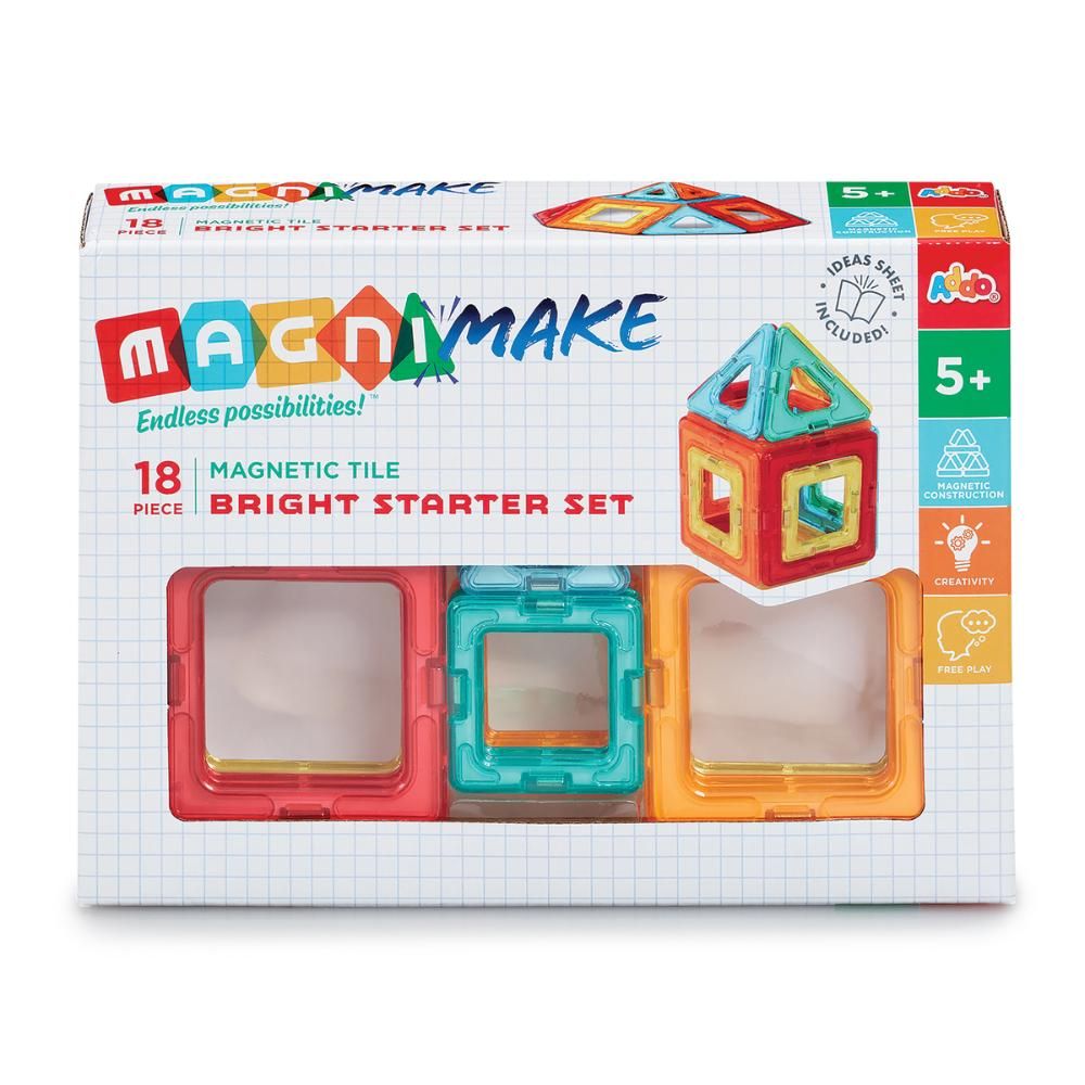 ADDO - Magnetic Tiles Bright Starter Building Blocks Set - Multicolor - 18 Pcs