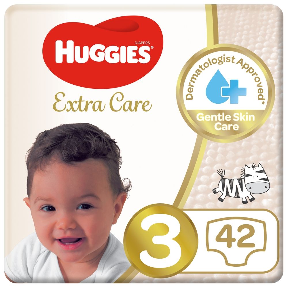 Huggies - Extra Care, Size 3, 4 - 9 kg, Value Pack, 42 Diapers - Packaging May Vary
