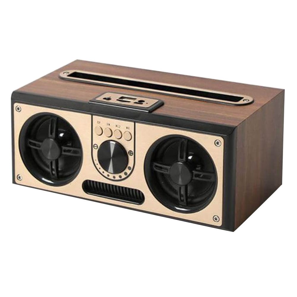 Giftology - Sevan Retro Bluetooth Speaker w/ FM - Brown - 10W