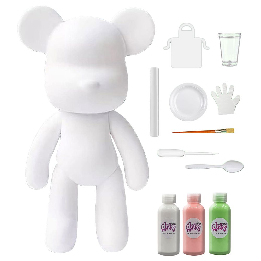 Dubai Drip Art - DIY Acrylic Fluid Paint Bear Craft Kit - 23 cm