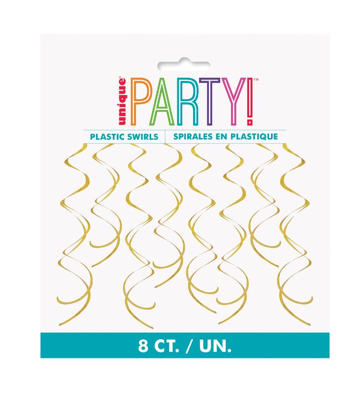 Unique - Hanging Decoration Swirls - Gold - 8 Pcs