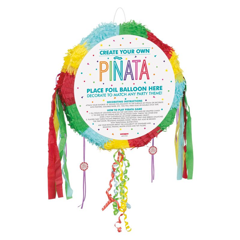 Unique - Create Your Own Pop Out Pull Pinata - Multicolor