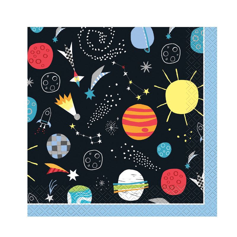 Unique - Outer Space Printed Lunch Napkins - Multicolor - 16 Pcs