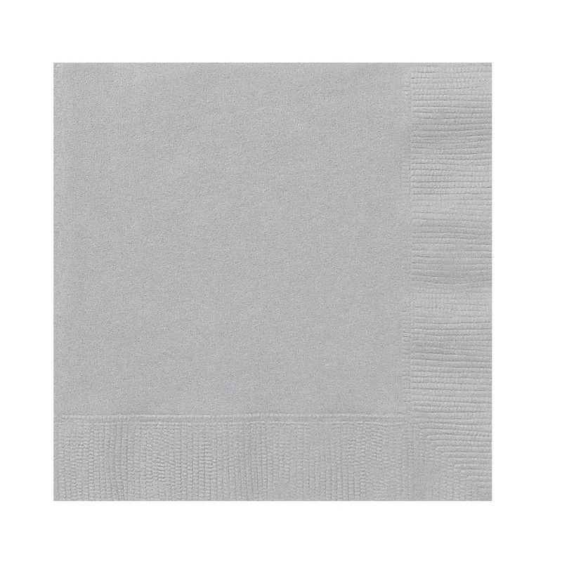 Unique - Beverage Napkins - Silver - 20 Pcs