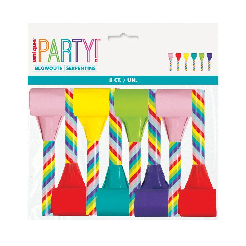 Unique - Stripe Candy Cane Party Blowouts - Multicolor - 8 Pcs