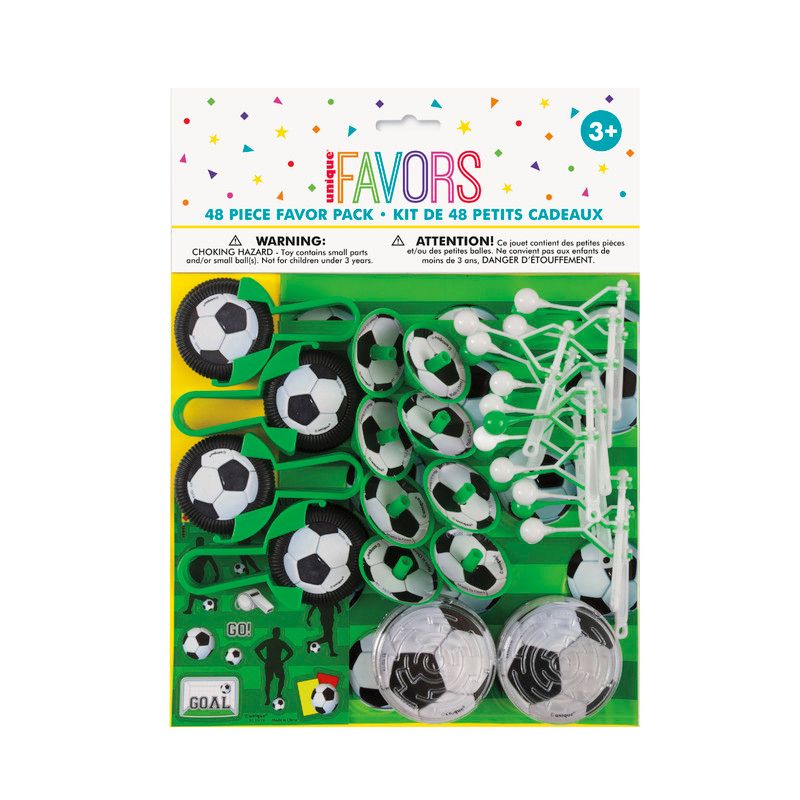 Unique - 3D Soccer Ball Party Favor Kit - Multicolor - 48 Pcs