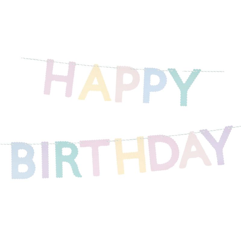 Meri Meri - Scallop Pastel Happy Birthday Garland - 3 m