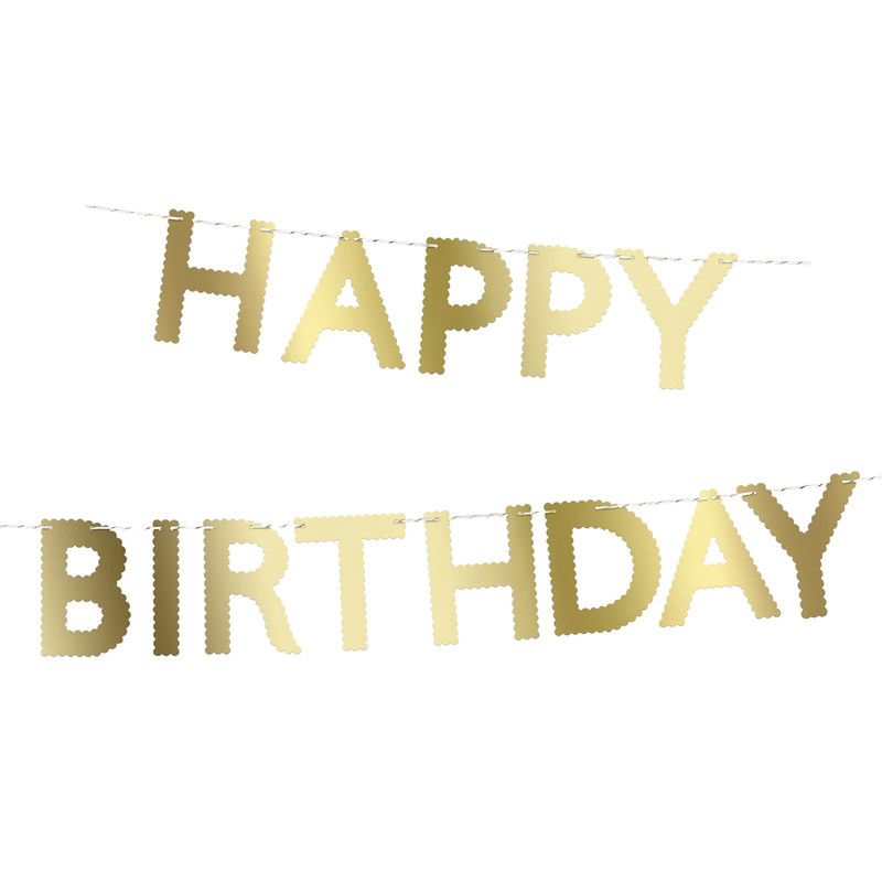 Meri Meri - Scallop Happy Birthday Garland - Gold - 3 m