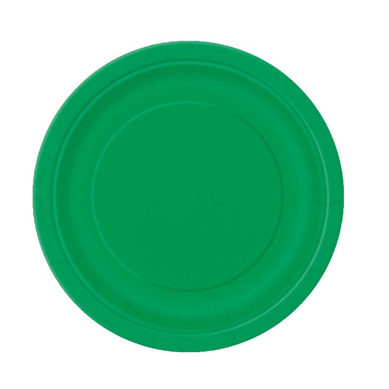 Unique - Round Party Plates - Emerald Green - 8 Pcs - 7-Inch