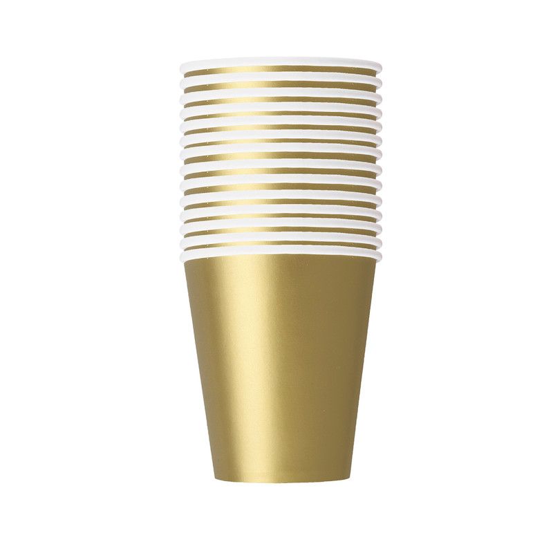 Unique - Party Cups - Gold - 14 Pcs - 266 ml