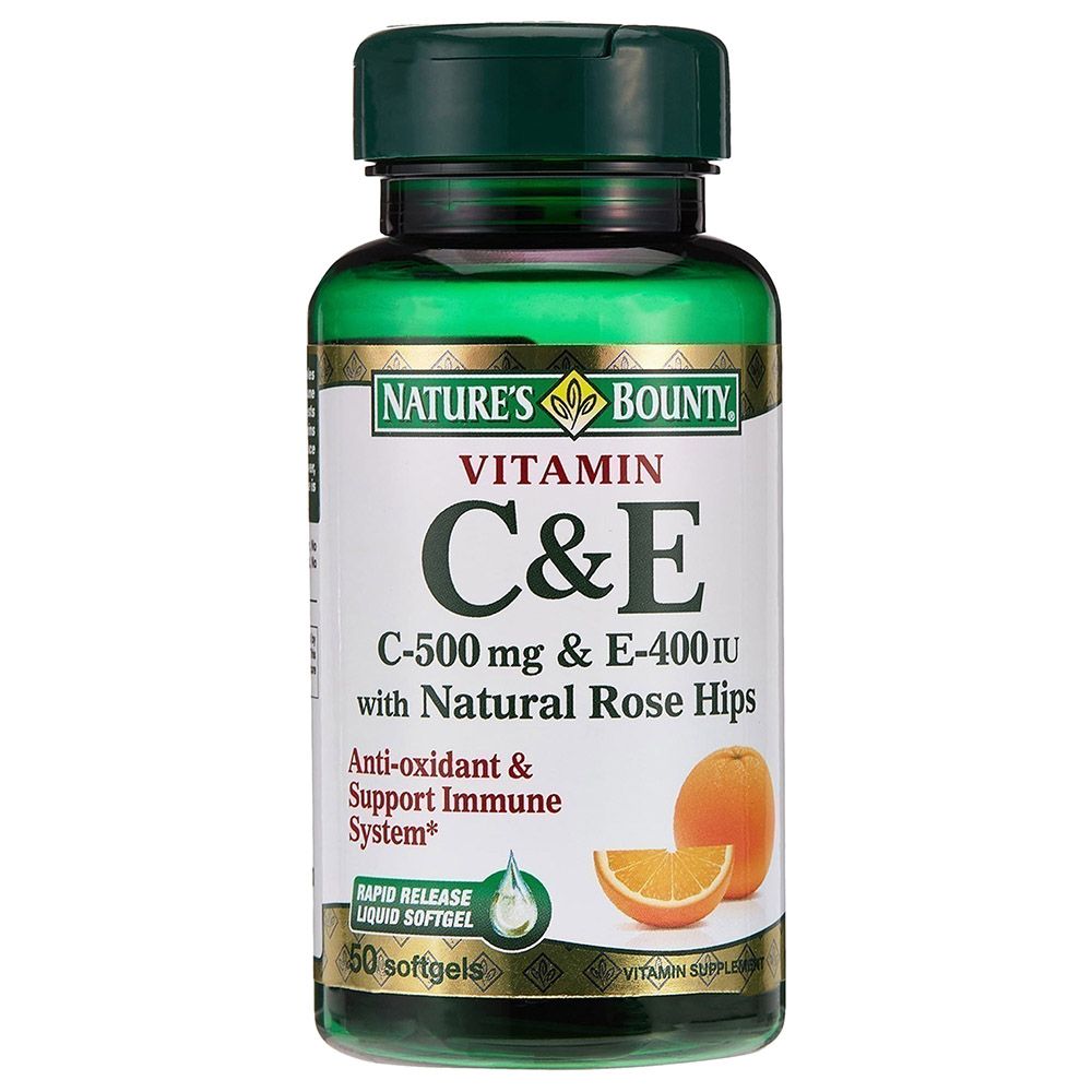 Natures Bounty - Vitamin C And E Softgels - 60 Pcs