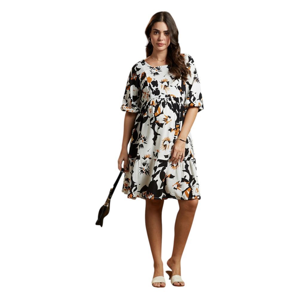 Mother's Nest - Abstract Print Maternity Dress - Multicolor