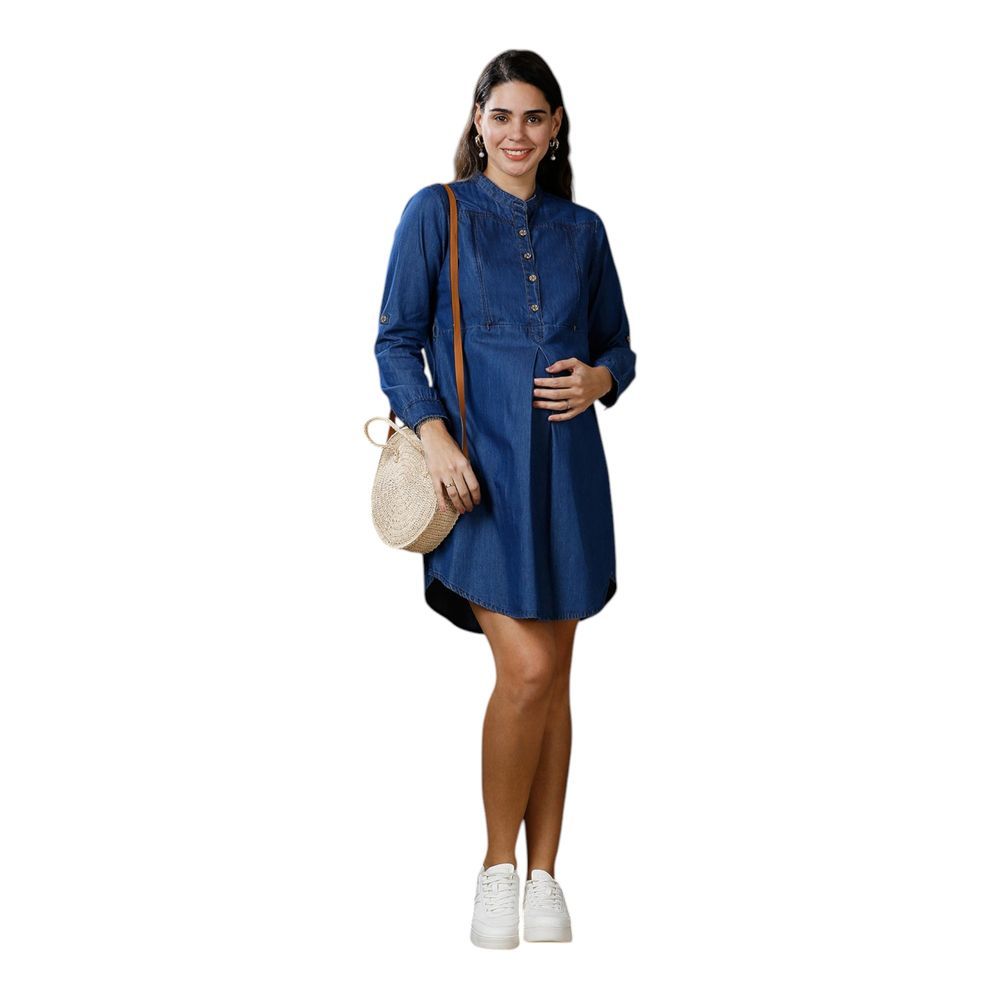 Mother's Nest - Denim Maternity Dress - Navy Blue